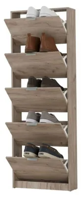Produktbild von Dmora Schuhschrank Sueglio 67x28x192h cm Braun Eiche Grau, 10 Regale 5 Türen