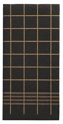 Produktbild von 480 Servietten, 2-lagig "PUNTO" 1/8-Falz 39 cm x 40 cm schwarz/gold "Kitchen Towel" mikrogeprägt