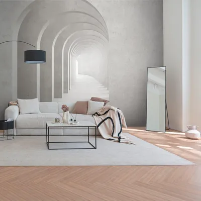 Image de Profhome 399161-GU Papier peint photo architecutre mat gris blanc 3,71 m x 2,8 m