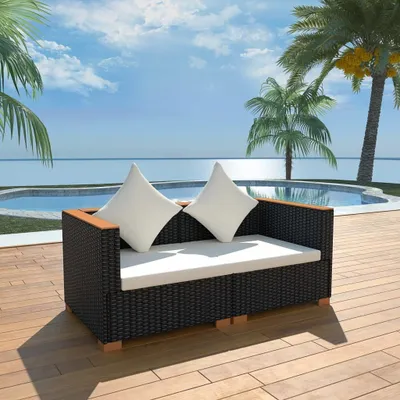 Obrázek produktu pro The Living Store Gartensofa Poly Rattan Schwarz