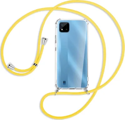 Produktbild von Handykette Backcover-Schutzhülle mit Band (Metall silberfarben) für Realme C11 2021 / C20 / C20A - gelb