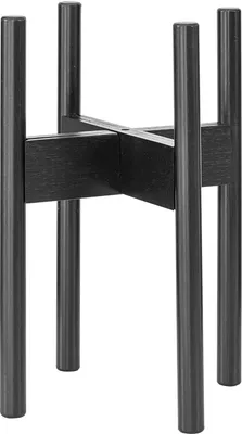 A black plant stand with four legs and a cross-shaped support structure in the center.