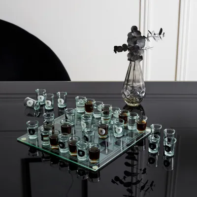 Produktbild von Schachspiel mit Trinkglas