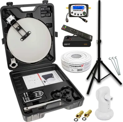 Produktbild von PremiumX Camping SAT Anlage Receiver SatFinder LNB Kabel Stecker Koffer Stativ