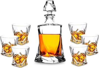 Obrázok produktu pre Krištáľová súprava karaf na whisky 7-dielna bezolovnatá karafa s objemom 800 ml 6x 300 ml poháre