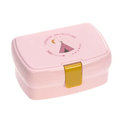 Produktbild von LÄSSIG Kinder Lunchbox Brotdose mit herausnehmbarer Unterteilung, BPA-frei/Adventure Tipi, rosa