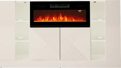 Produktbild von Moderne Kommode DIUNA mit Kamin Weiß Hochglanz
