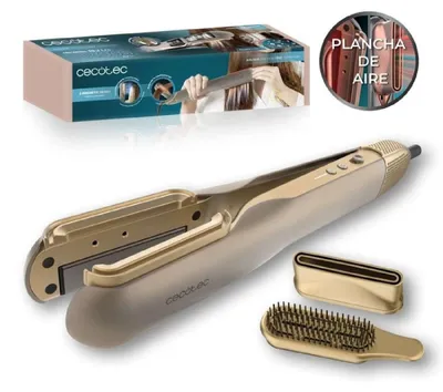 Image de Lisseur AirLisse 2in1 Champagne Pro, débit d'air puissant de 19,7 l/s, têtes aimantées, pour tous types de cheveux, fonction plasma, moteur sans balais, 4 températures et 2 vitesses d'air.