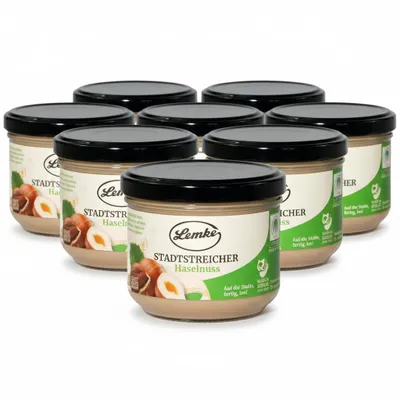 Zdjęcie produktu dla Lemke Krem z orzechów laskowych, 8 X 250g | Kremowy krem z orzechów laskowych wykonany z najlepszych orzechów laskowych