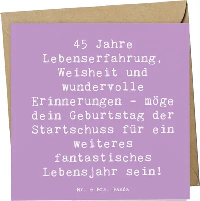 Produktbild von Mr. & Mrs. Panda Klappkarte Spruch 45. Geburtstag - Lavendeltraum - Geschenk, Happy Birthday, Geburtstagsgeschenk, Feier, faltkarte, doppelkarte, Alles gut zum, Freude