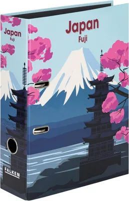 Produktbild von FALKEN 22002592F Retro-Ordner Fuji Germany 8 cm breit DIN A4 | Germany glanzkaschierter Papierbezug außen schwarzer Papier-Innenspiegel