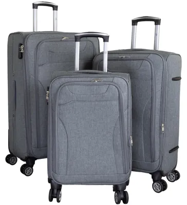 Produktbild von Softcase Stoff Koffer Trolleyset Cremona Grau 3tlg.Gr. M, L und XL mit vier Rollen und Dehnfalte