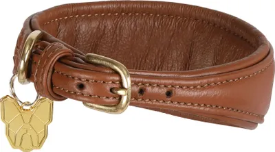 Image de Digby & Fox - Collier de chien pour lévriers, cuir, matelassé ER2221 (M - Neckline : 29 cm-34 cm) (Marron clair)