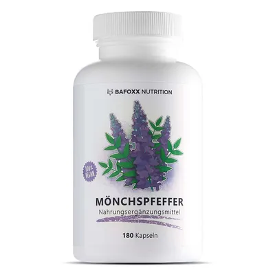 Produktbild von BAFOXX Nutrition® Mönchspfeffer Kapseln hochdosiert - 180 Stück für 6 Monate