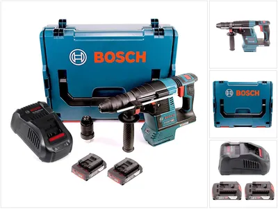 Produktbild von Bosch GBH 18V-26 F Akku Bohrhammer 18V 2,6J brushless SDS plus + 2x Akku 2,0Ah + Schnellladegerät + L-Boxx
