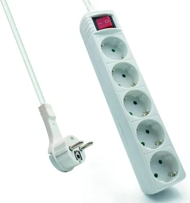 Produktbild von Ewent EW3955, 1,5 m, Drinnen, Typ F, Type F (CEE 7/4), Weiß, 5 AC-Ausgänge
