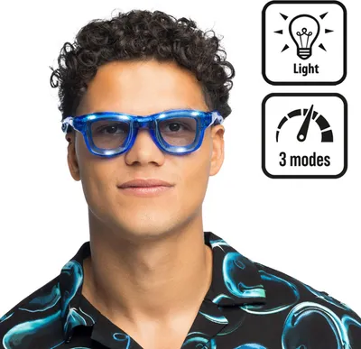 Produktbild von LED Partybrille "Blink" | 3 Leuchtmodi Farbe: Blau