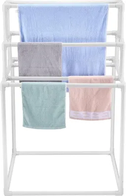 Immagine prodotto di Portasciugamani da esterno in PVC a 8 barre per piscina, spa e bagno, colore bianco