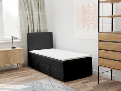 Produktbild von FEDVE Boxspringbett Einzelbett KOLORADO MINI mit Bettkästen Jugendbett mit Bonell-Matratze und Topper 100x200 Links