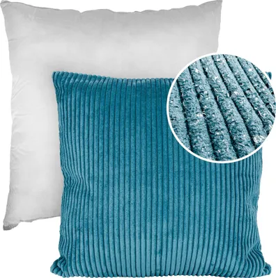 Produktbild von Dekokissen Kissenhülle mit Reißverschluss Sofakissen 40x40cm mit Füllung Einfarbig Cordsamt Türkis