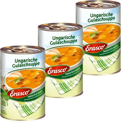 Produktbild von Erasco Ungarische Gulaschsuppe fein mit zartem Fleisch 390ml 3er Pack