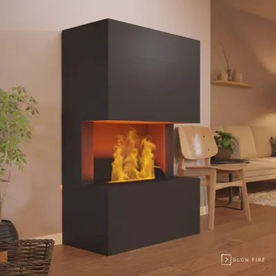 Produktbild von GLOW FIRE Elektrokamin 'Tucholsky 3-sided ' | Wasserdampf Kamin mit OMC 500 in schwarz | HxBxT: 140x90x45 cm