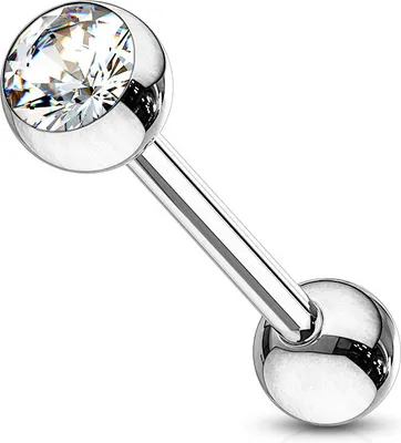 Produktbild von viva-adorno Barbell Piercing Stab Zungenpiercing Ohrpiercing Stecker Hantel Chirurgenstahl 316L beschichtet Zirkonia Z309, silber