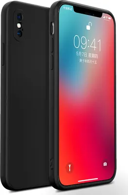 Image de coque iPhone X, coque en caoutchouc silicone liquide, résistante aux chocs et aux rayures pour iPhone X Noir