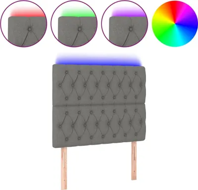 Produktbild von vidaXL LED Kopfteil Dunkelgrau 90x7x118/128 cm Stoff