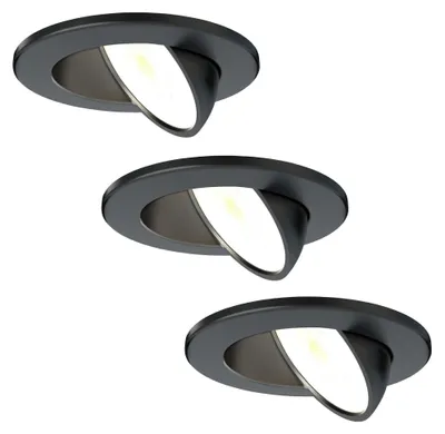 Produktbild von Ledvion 3er set LED Einbaustrahler Schwarz 5W CCT wasserdicht IP65 dimmbar