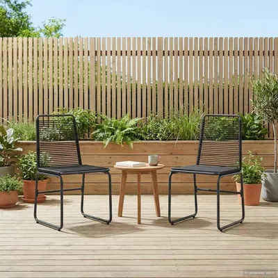 Produktbild von 2 Gartenstühle aus Rattan in Schwarz, 48 x 55 x 89,5 cm