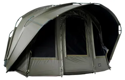Produktbild von Fort Knox 2-Personen Angelzelt Dark Night 2.0 – Wasserdichtes Karpfenzelt | Sturmresistentes und abgedunkeltes Bivvy für Profi-Angler mit optimaler Belüftung durch Moskitonetze