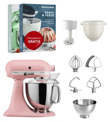 Produktbild von KitchenAid 4,8 L 5KSM175 Artisan Küchenmaschine Breadlover mit Getreidemühlenvorsatz + Brotbackschüssel Altrosa