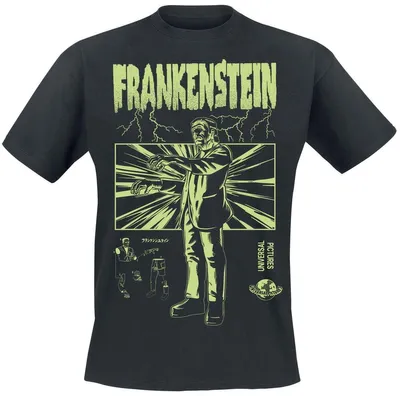 Productafbeelding van Frankenstein Retro T-shirt - Maat M - Zwart