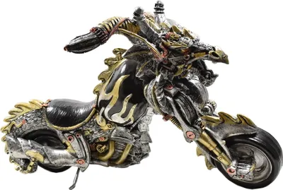 Produktbild von Gothic Steampunk Deko Figur Drachen als Motorrad Skulptur Skull Reaper Sensemann