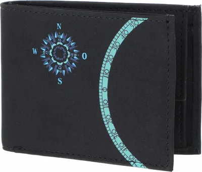 Produktbild von oxmox Geldbörse New Cryptan Pocketbörse Windrose Print Cyan Black schwarz
