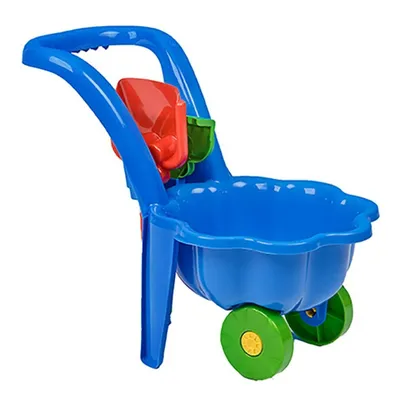 Obrázek produktu pro Dětské zahradní kolečko s lopatkou a hráběmi BAYO Sedmikráska modré