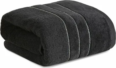 Image de Serviette Eurofirany Serviette de bain en coton noir 70x140 cm Serviette de sauna