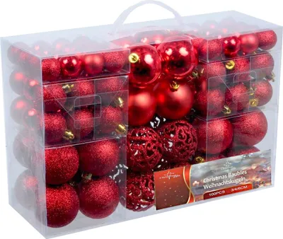 Obrázek produktu pro 100 červených vánočních ozdob Vánoční ozdoby na stromeček Vánoční ozdoby na stromeček červené