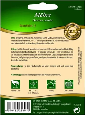 Produktbild von Quedlinburger Saatgut - Möhren Nantaise 2 Pillensaat - Samen - 292601