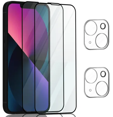 Produktbild von 2-Pack iPhone 13 Mini Displayschutzfolie & 2-Pack Kameraschutz - Gehärtetes Glas 9H - Super Qualität 3D