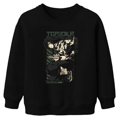 Produktbild von Giyu Tomioka Kimetsu no Yaiba Demon Slayer Anime Kinder Sweatshirt Pullover, Schwarz, 140