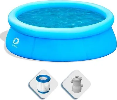Immagine prodotto di Piscina gonfiabile Famanu, colore blu marino - piscina per giardino, piscina da montare