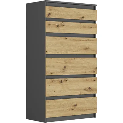 Produktbild von Kommode - Anthrazit / Eiche Artisan - 70 x 40 x 128 cm - Modern R-6
