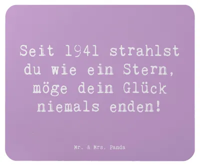 Produktbild von Mr. & Mrs. Panda Mousepad Spruch 1941 Geburtstag Stern - Lavendeltraum - Geschenk, mausteppich, mousematte, Happy Birthday, Alter, Geburtstagsgeschenk, Mauspad, Mouse Pad