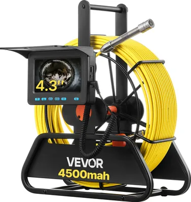 Immagine prodotto di Telecamera per tubature VEVOR, portata 30 m, telecamera per fognature 720x480, telecamera impermeabile IP68 per l'ispezione di tubature con 6 LED regolabili, batteria da 4500 mAh e scheda di memoria da 16 GB per fognature e tubature