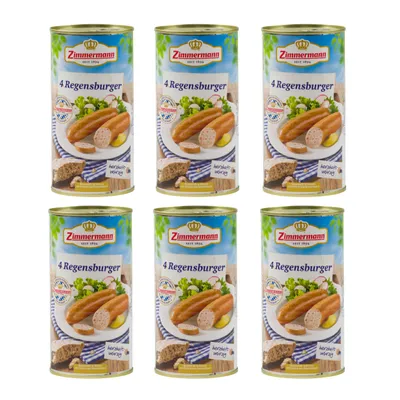 Produktbild von Knackwürste-Knackwürstchen aus Bayern Knacker Dicke 6x550g Dose, 4 knackige Regensburger von ZIMMERMANN Fleischwerke, Brühwürste passend für Brotzeit
