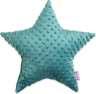 Produktbild von JUKKI® DekoKissen für Kinderzimmer STERN [Emerald] 40cm Plüsch SAMT Kopfkissen für Kinder Kuschelkissen Plüschkissen