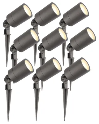 Image de Ledvion Lot de 9 LED Extérieur Spot IP65 3W 2700K GU10 dimmable piquet