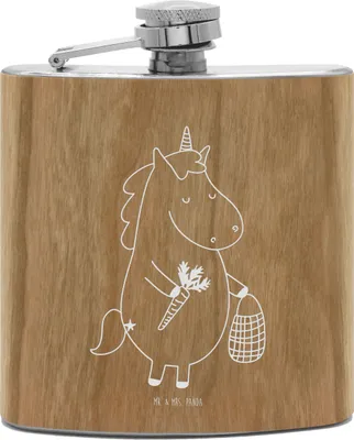 Produktbild von Mr. & Mrs. Panda Flachmann Edelstahl Einhorn Vegan - Transparent - Geschenk, Gesund essen, schnapsflasche, Wodka, feldflasche, Leben, Veganismus, Veganer, Rohkost
